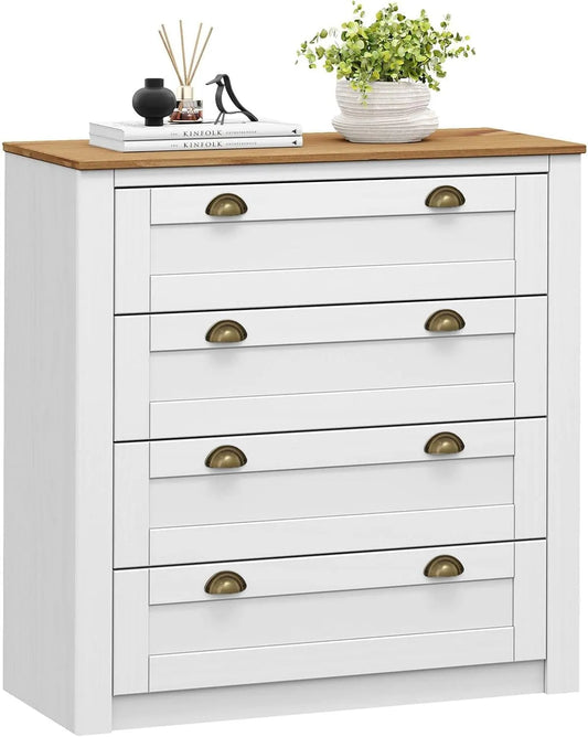 Sideboard und Anrichte — aus Metall, aus Holz, mit Schubladen, aus Massivholz, 4 Schubladen, weiß