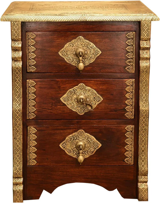 Sideboard und Anrichte – mit Schubladen, aus Massivholz, 3 Schubladen, 42 × 34 × 55 cm