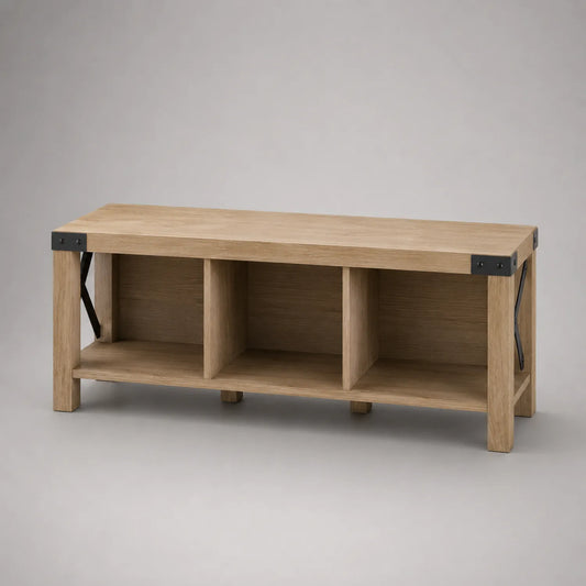 Holzbank mit Stauraum MDF Eiche 120x45x35cm