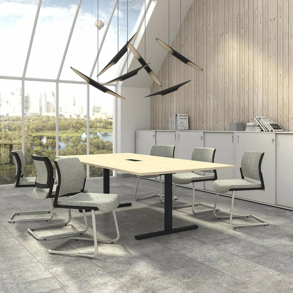 Weber Büro Easy Konferenztisch 240x120 cm Ahorn mit ELEKTRIFIZIERUNG Besprechungstisch Tisch – 240 × 120 cm, anthrazit