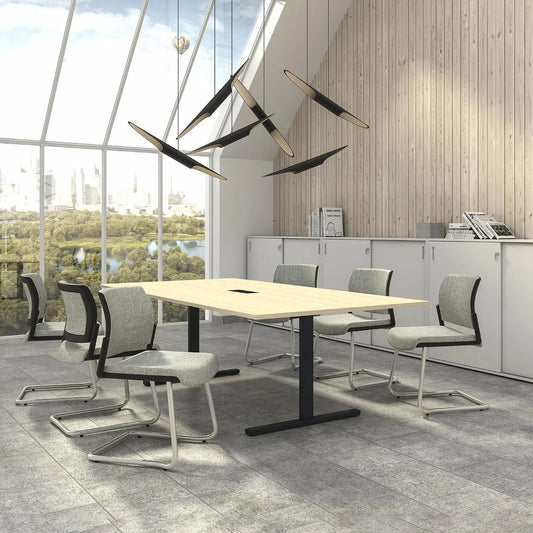 Weber Büro Easy Konferenztisch 240x120 cm Ahorn mit ELEKTRIFIZIERUNG Besprechungstisch Tisch – 240 × 120 cm, anthrazit