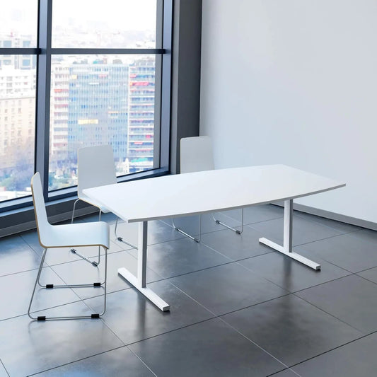 Weber Büroleben GmbH Easy Konferenztisch Bootsform 200x100 cm Weiß Besprechungstisch Tisch – 200 × 100 cm