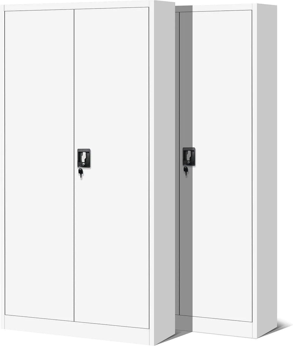 Metallschrank und Aufbewahrungsschrank – C001H, abschließbar, mit Einlegeböden, 2er Set, 4 Einlegeböden, 195 cm, 90 cm