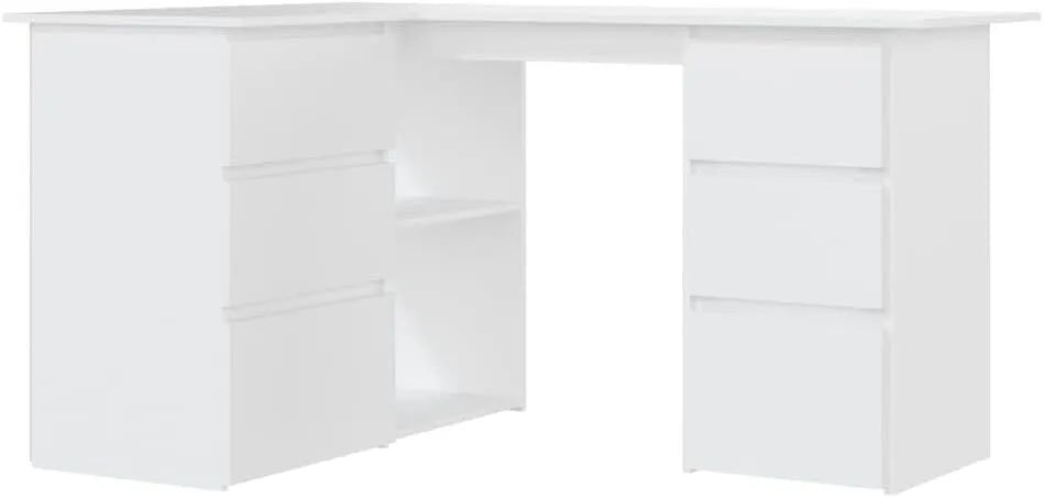 Schreibtisch und Computertisch — mit Schubladen, 6 Schubladen, 145 × 100 × 76cm, weiß, mit Stoffbezug