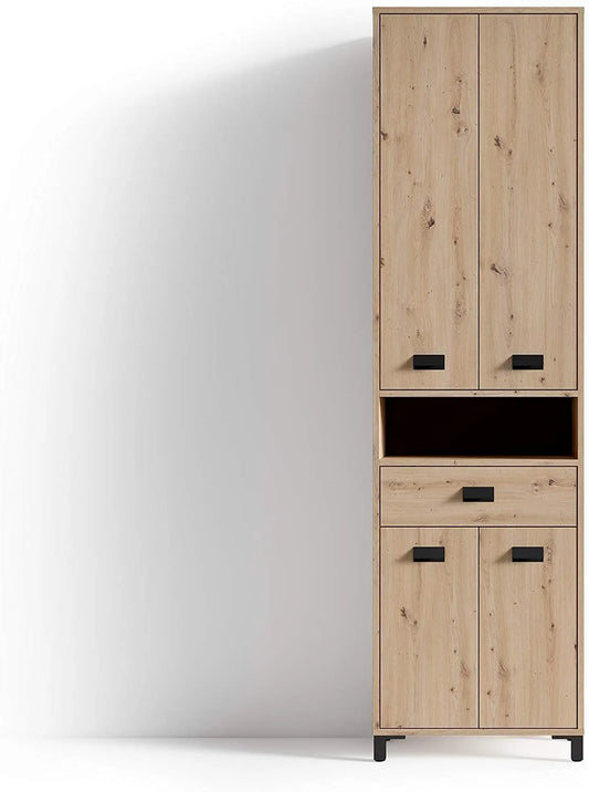 Badezimmerschrank und Badmöbel: WELLNESS, aus Metall, 4 Türen, 31 cm, schwarz, byLIVING B 54
