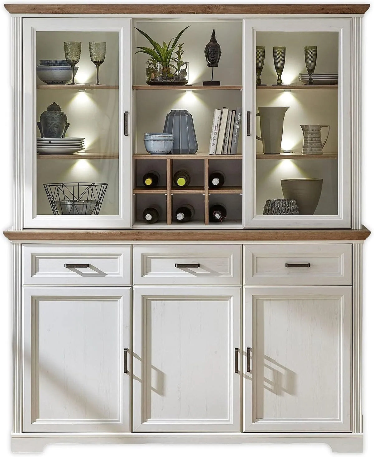 Vitrinenschrank und Glasvitrine: mit Stauraum, LED-Anzeige, 166 × 205 × 48 cm