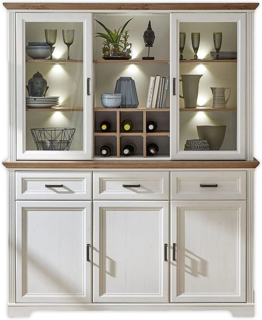 Vitrinenschrank und Glasvitrine: mit Stauraum, LED-Anzeige, 166 × 205 × 48 cm