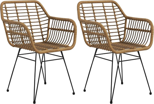 HOMCOM Sessel und Polsterstuhl: für Füße und Beine, mit Rückenlehne, 2er Set, schwarz, aus Metall, aus Polyrattan
