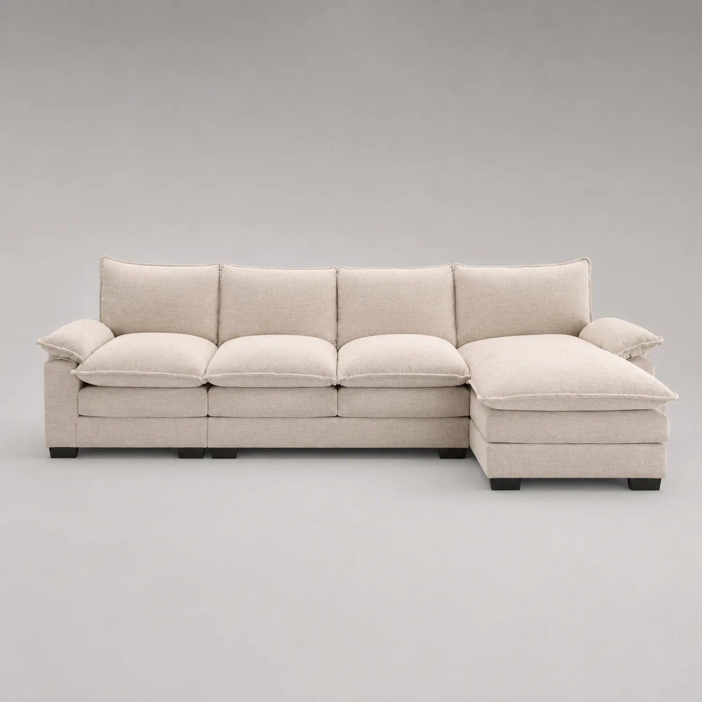 Ecksofa mit Chaiselongue aus Stoff Beige 300x220 cm