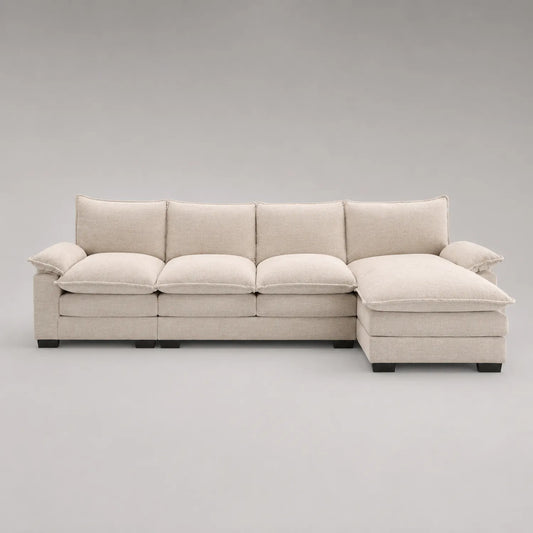 Ecksofa mit Chaiselongue aus Stoff Beige 300x220 cm