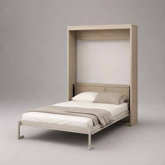 Klappbett Wandbett Metall Eicheoptik Beige 140x200 cm