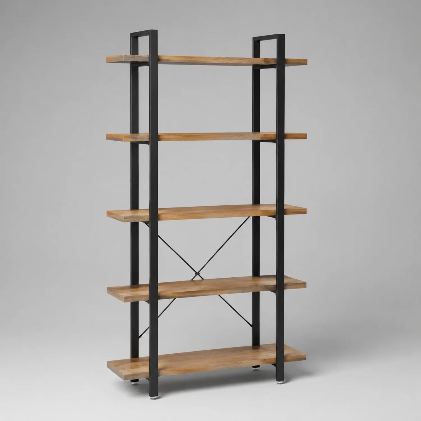 Holz- und Metallregal mit 5 Böden Schwarz