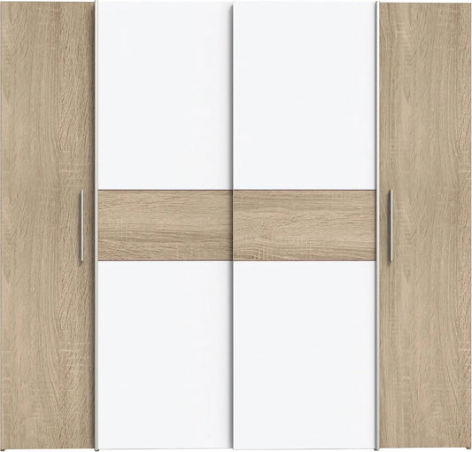 Kleiderschrank und Garderobenschrank: KALIXTUS, im skandinavischen Stil, 4-türig, 200 cm, 190.5 cm, 62 cm, weiß