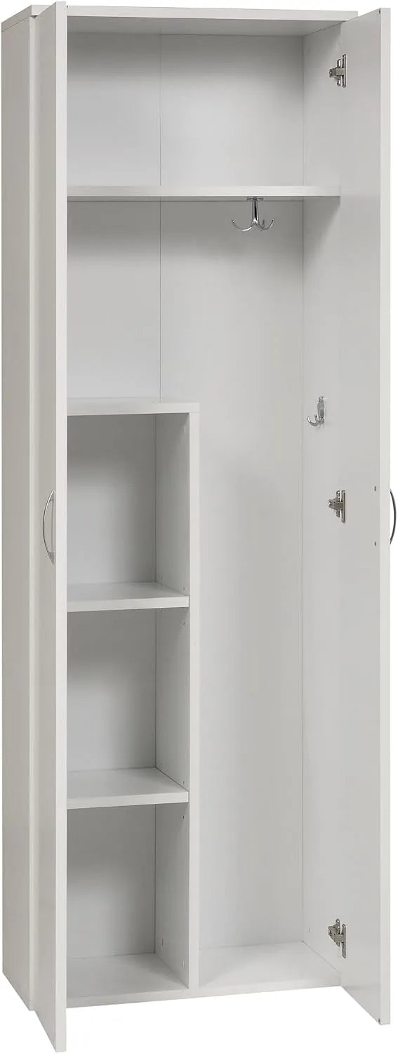 Kleiderschrank und Garderobenschrank: aus Holz, 60 × 34 × 180cm, weiß