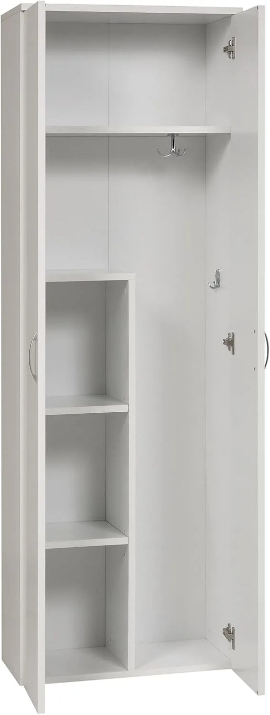 Kleiderschrank und Garderobenschrank: aus Holz, 60 × 34 × 180cm, weiß