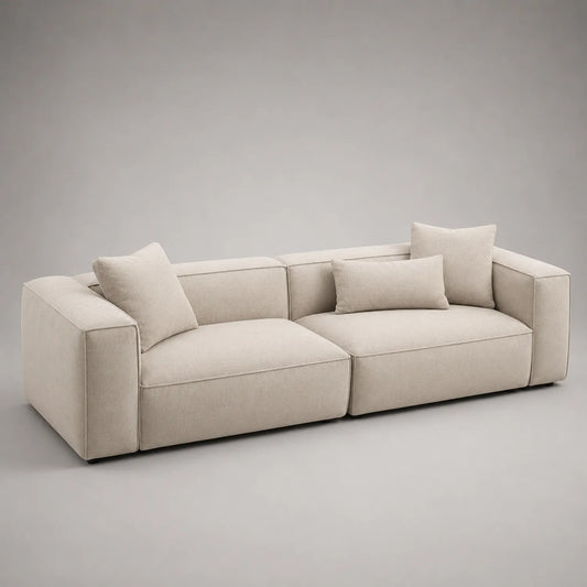 Leinensofa mit Kissen 250 cm Beige