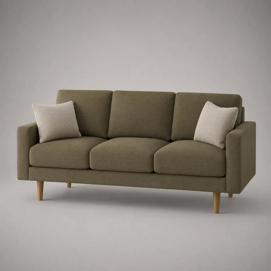 3-Sitzer Sofa Stoff Braun mit Holzbeinen