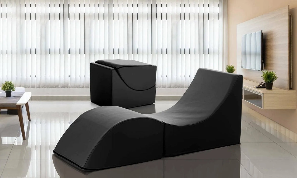 Bettgestell und Bettrahmen — 130 × 50 × 50 cm, schwarz, mit Lederbezug