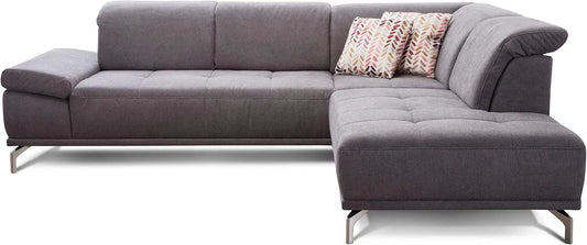 Ecksofa und Wohnlandschaft – Carly, L-Form, 273 × 81 × 234, grau, mit Stoffbezug