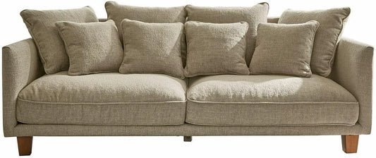 Loberon Sofa – aus Polyester, mit Kissen, grau