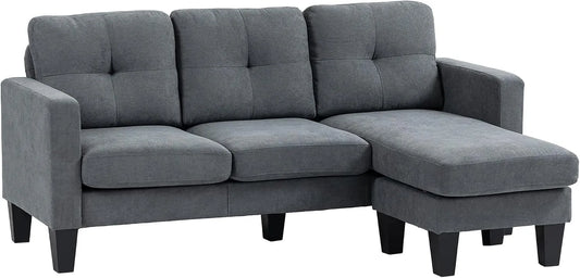 HOMCOM Ecksofa und Wohnlandschaft — L-Form, 186 × 130 × 84 cm, grau, aus Metall