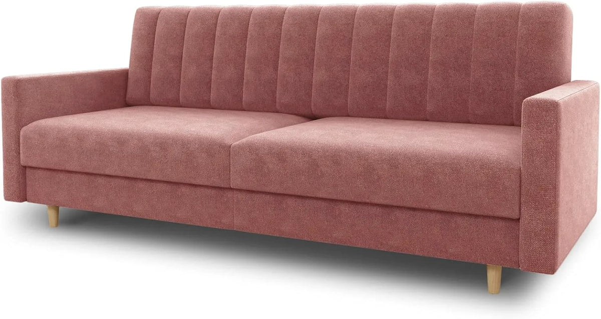 Schlafsofa und Sofabett: Sara, mit Bettkasten, mit Schlaffunktion, rosa, mit Samtbezug