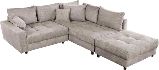 Ecksofa und Wohnlandschaft — Kent, L-Form, mit Cordbezug, 220cm