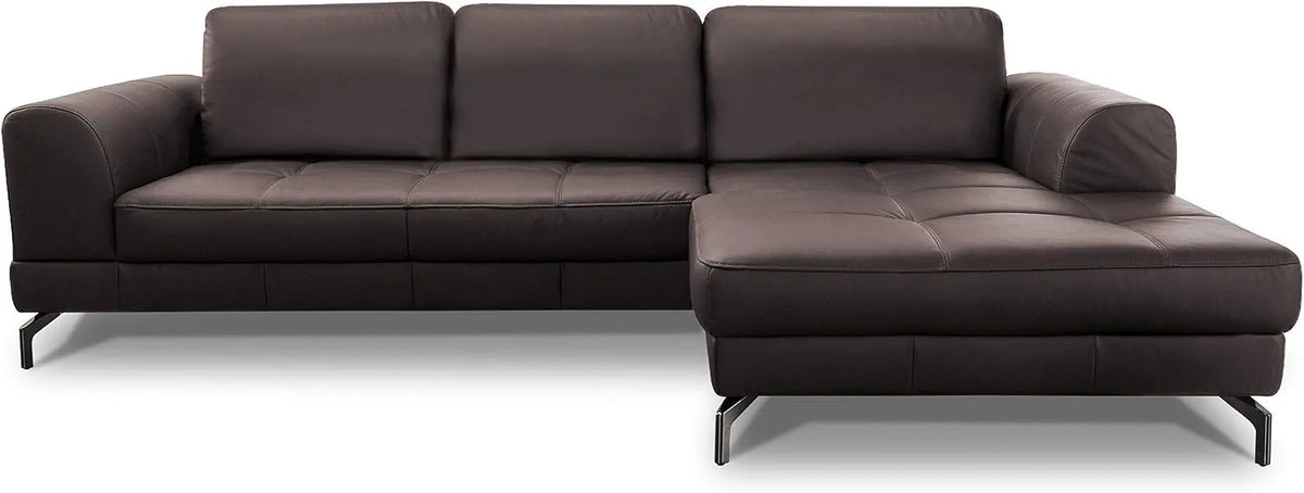 Ecksofa und Wohnlandschaft: rechte Ausrichtung, mit Lederbezug, 284 × 87 × 175, braun