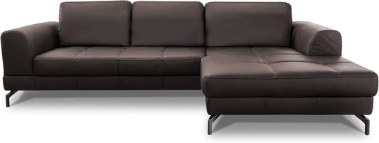 Ecksofa und Wohnlandschaft: rechte Ausrichtung, mit Lederbezug, 284 × 87 × 175, braun