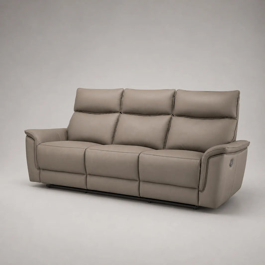 3-Sitzer Sofa Leder Grau mit Relaxfunktion