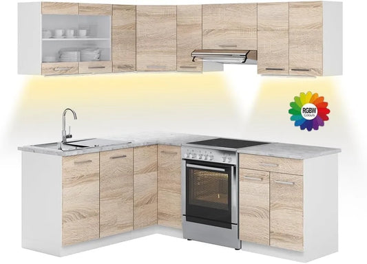 Vicco Küchenzeile — LED-Anzeige, 167 cm