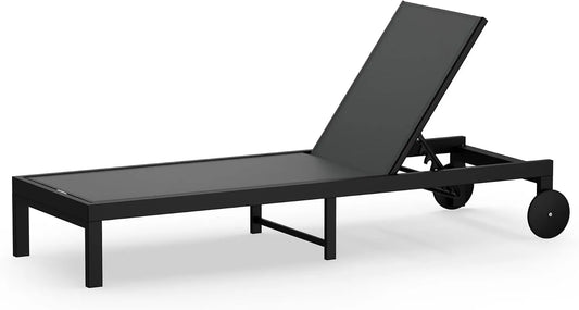 Gartenliege und Sonnenliege — mit Rückenlehne, wetterfest, verstellbar, aus Aluminium, 120kg, 8, 1kg, grau