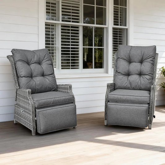 Relaxsessel und Fernsehsessel — FIELD, mit Relaxfunktion, wetterfest, aus Polyrattan, mit Liegefunktion, grau, verstellbar