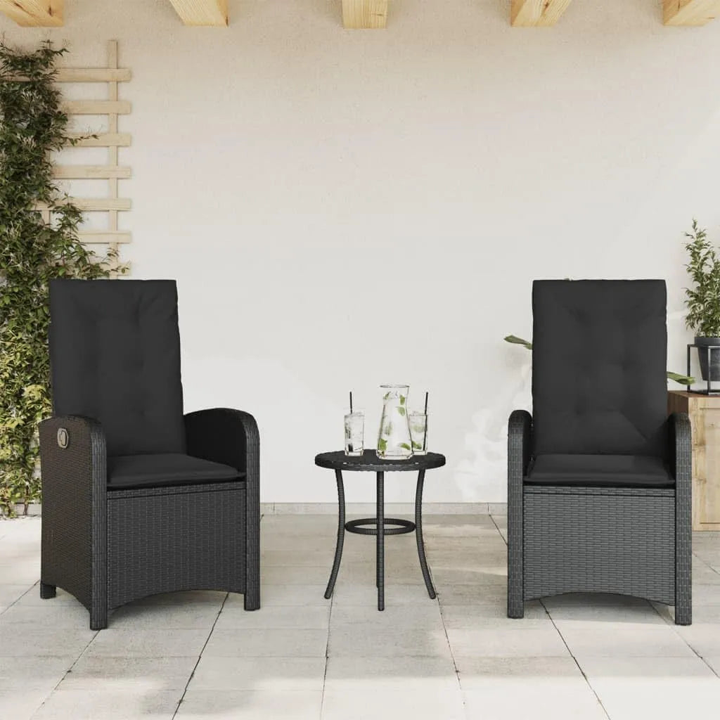 Gartenstuhl und Terrassenstuhl: aus Polyrattan, mit Liegefunktion, verstellbar, 2er Set