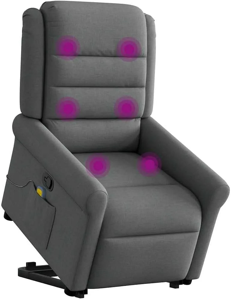 Relaxsessel und Fernsehsessel – grau, mit Massagefunktion, mit Stoffbezug