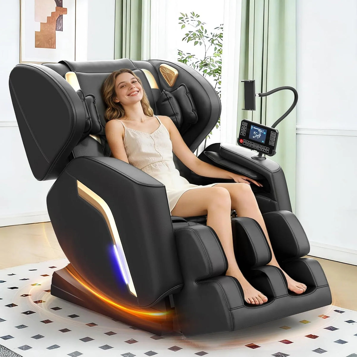 Relaxsessel und Fernsehsessel — Wärmefunktion, Zero-Gravity-Position, Ganzkörpertraining, für Füße und Beine, 9 Airbags, mit Massagefunktion