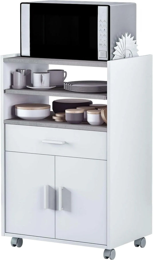Habitdesign: Tidy, mit Schubladen, mit Rollen, 2 Türen, 59 × 92 × 40 cm, weiß