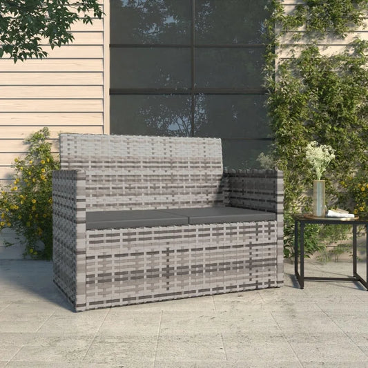 Gartenbank und Terrassenbank – mit Kissen, aus Polyrattan, 105 cm, 9.68kg, grau