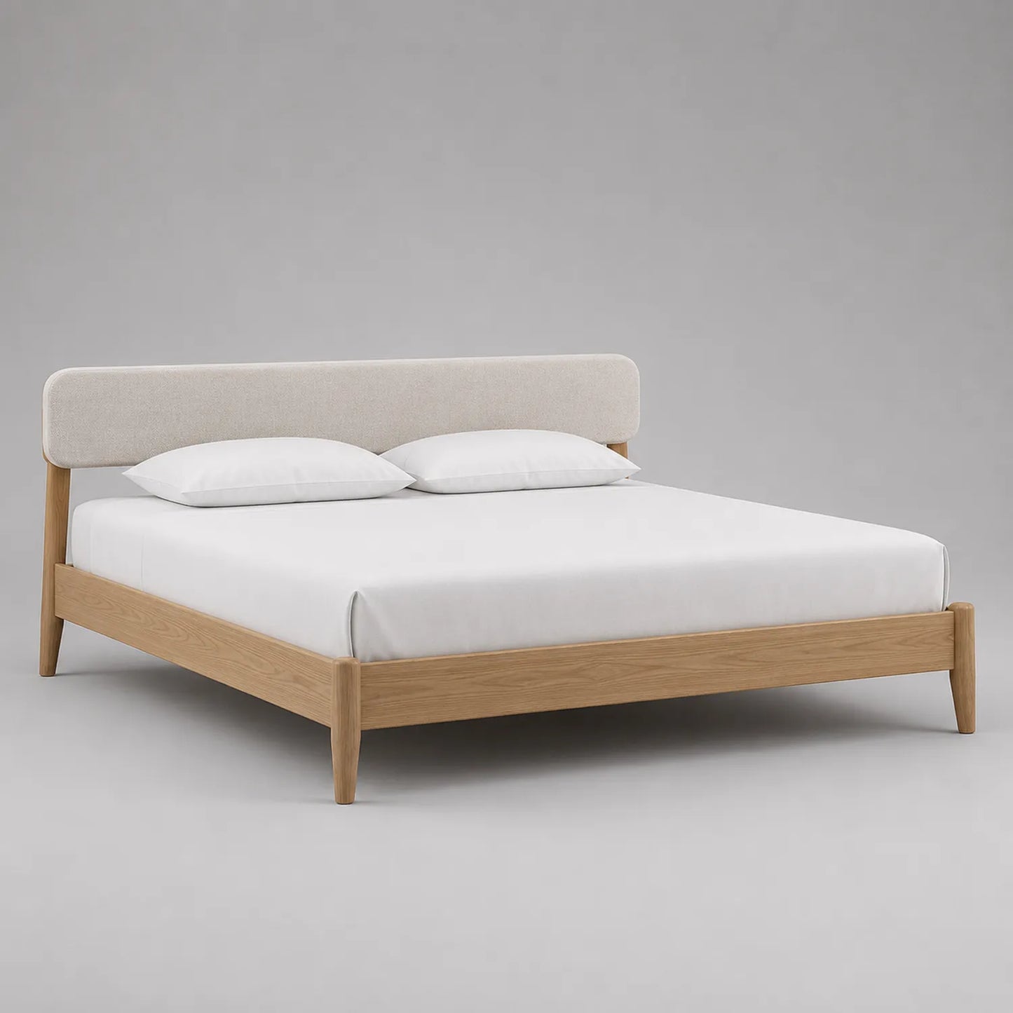 Doppelbett aus Eiche mit Baumwollkopfteil 200x180 cm