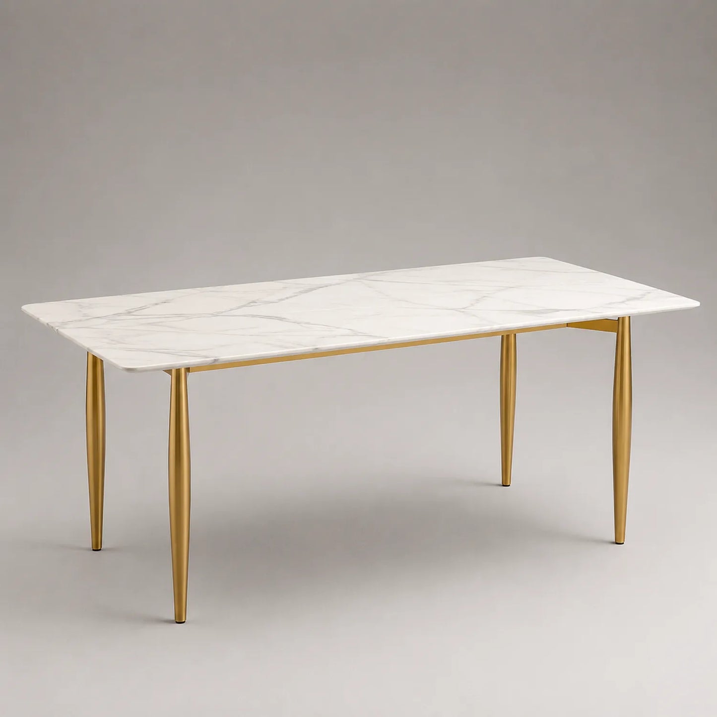 Rechteckiger Marmortisch mit goldenen Metallbeinen