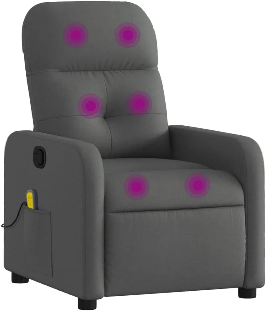 Relaxsessel und Fernsehsessel: mit Relaxfunktion, mit Rückenlehne, mit Liegefunktion, verstellbar, grau, mit Massagefunktion, mit Stoffbezug