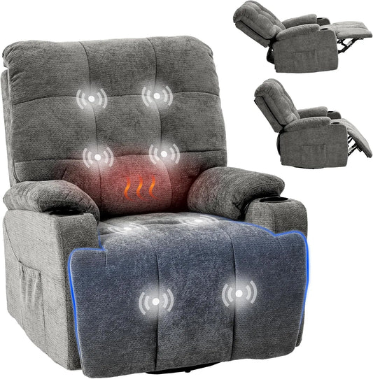 Relaxsessel und Fernsehsessel — XR7, drehbar, mit USB-Anschluss, verstellbar, 200 kg, grau, FLEXISPOT XR7, mit Massagefunktion