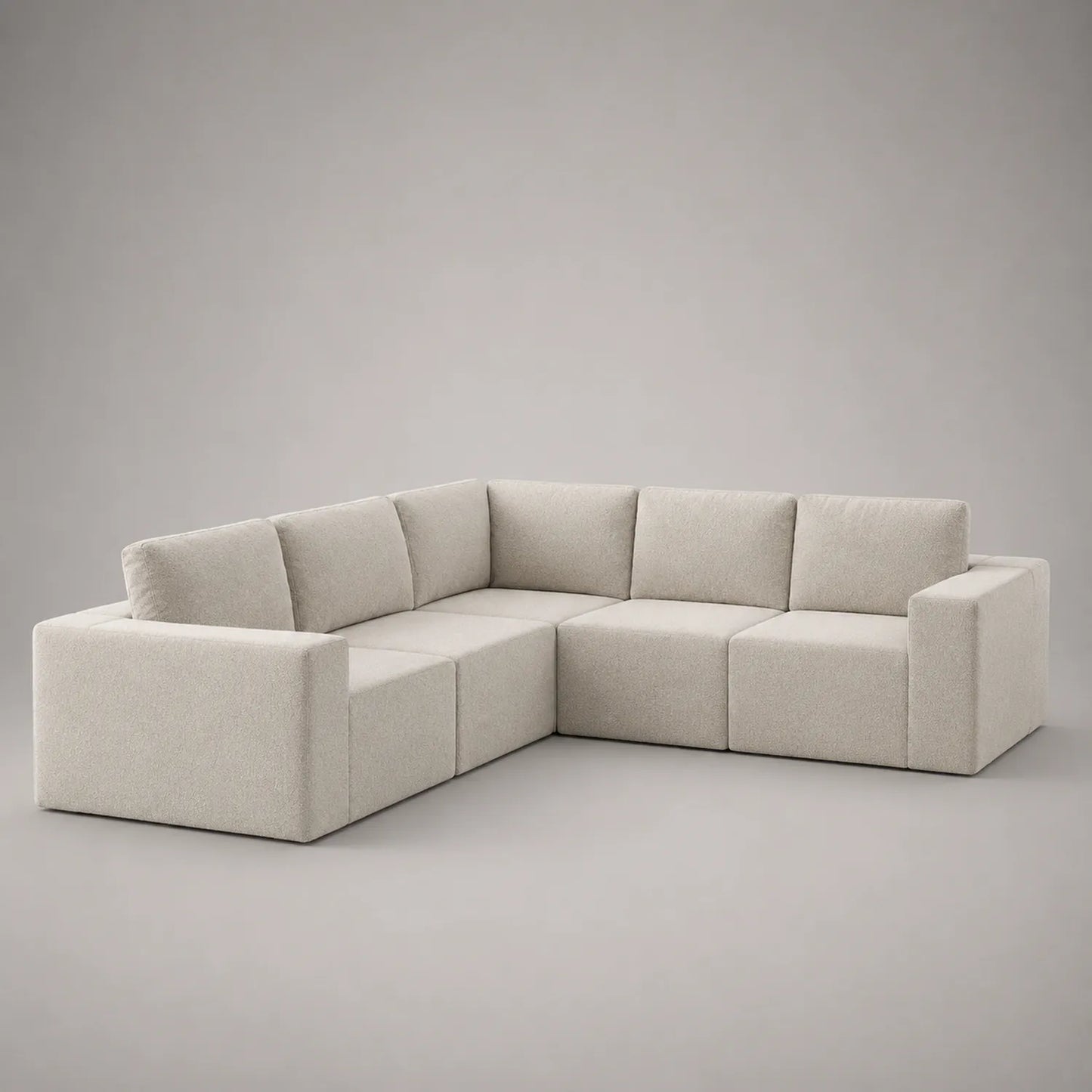 Ecksofa Set 5-Sitzer L-Form Beige Stoff