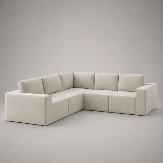 Ecksofa Set 5-Sitzer L-Form Beige Stoff