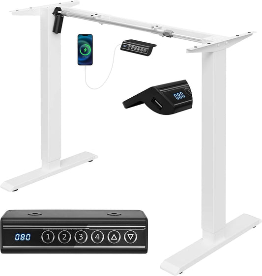 Schreibtisch und Computertisch — höhenverstellbar, mit USB-Anschluss, weiß