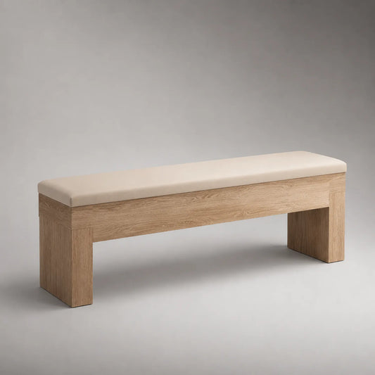 Bank aus Holz mit Kunstlederpolsterung Hellbraun 120x35x45cm