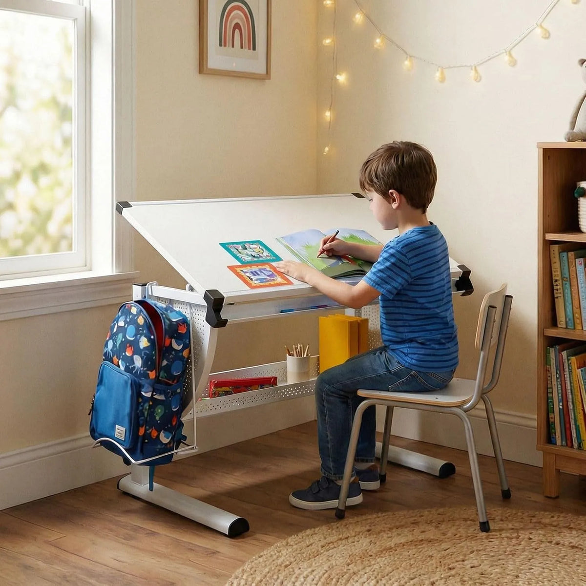 Schreibtisch und Computertisch: für Kinder, höhenverstellbar, weiß