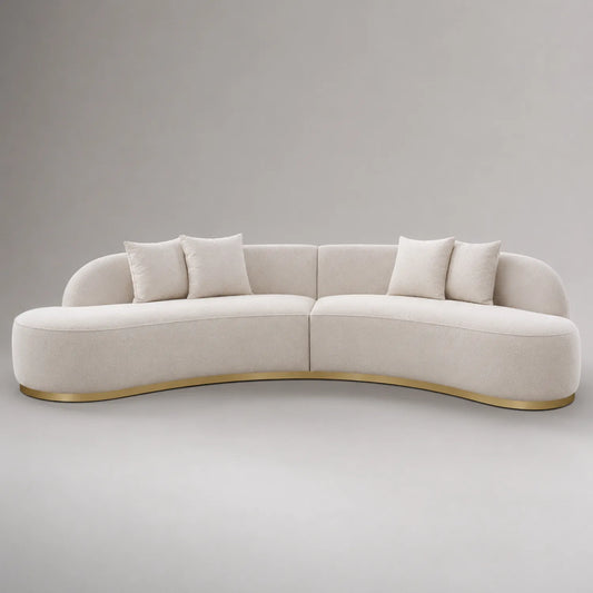 Gebogenes Sofa Stoff Polyester Beige Metall Gold