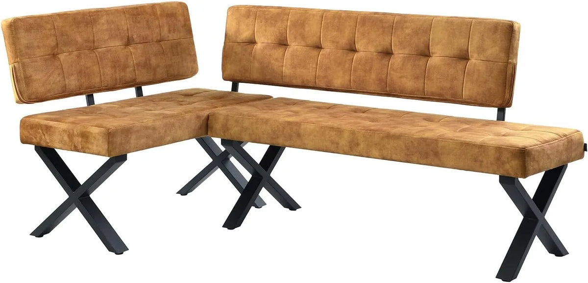 Sitzbank und Esszimmerbank — EKA, modular, linke Ausrichtung, rechte Ausrichtung, mit Samtbezug, 140×100 cm, gelb, aus Metall