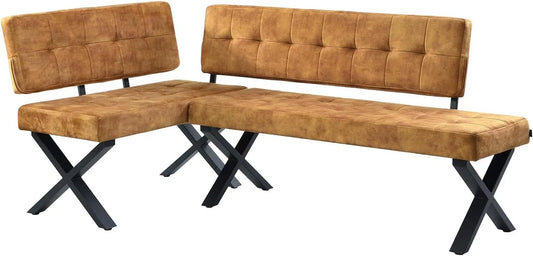 Sitzbank und Esszimmerbank — EKA, modular, linke Ausrichtung, rechte Ausrichtung, mit Samtbezug, 140×100 cm, gelb, aus Metall